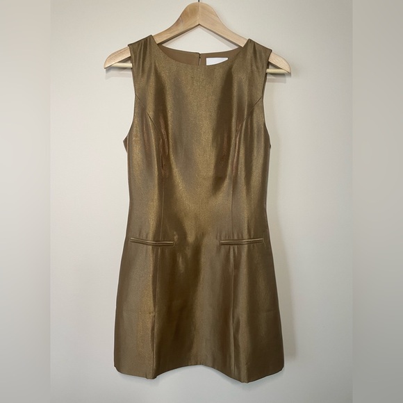 NEW Reformation Citron Mini Sleeveless Dress Brown Bronze | US 2 UK 6 - Picture 6 of 14